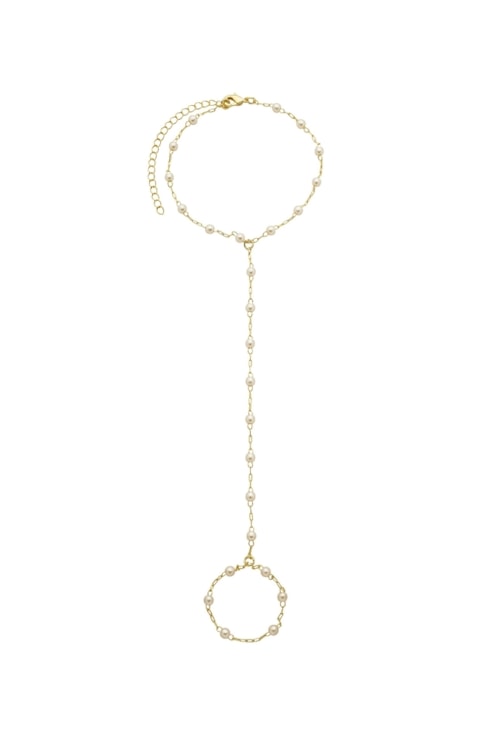 PULSEIRA DE MÃO DELICADA COM PÉROLAS NO OURO PM491-O