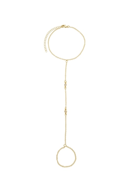 PULSEIRA DE MÃO DELICADA COM ZIRCÔNIA REDONDA NO OURO PM493-O
