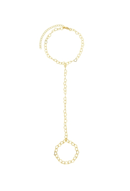 PULSEIRA DE MÃO ELO CORAÇÃO NO OURO PM494-O