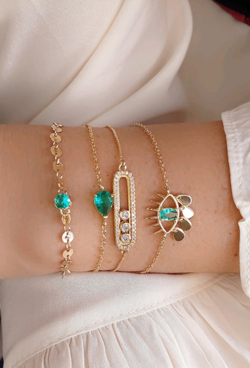 PULSEIRA DE MEDALHAS COM CRISTAL TURMALINA PM052-O