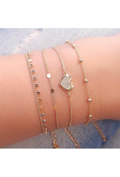 PULSEIRA DE MINI BOLINHAS NO OURO PM030-O