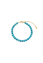 PULSEIRA DE PEDRAS LAPIDADAS REDONDAS TURQUESA BANHADA A OURO PM654-O