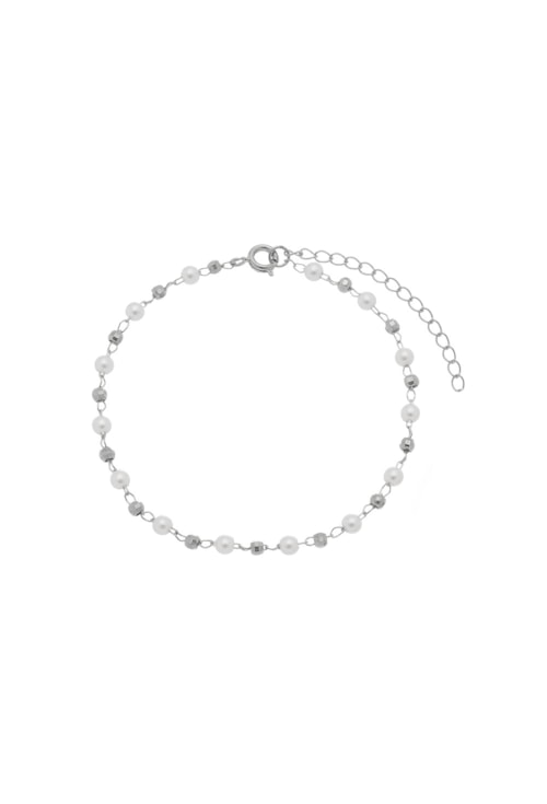 PULSEIRA DE PÉROLAS E BOLINHAS RÓDIO PM072-R