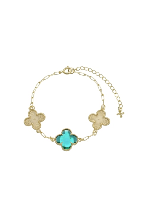 PULSEIRA DE TREVO COM PEDRA TURMALINA PM245-O