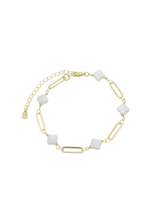 PULSEIRA DE TREVO PEROLADO NO OURO PM324-O