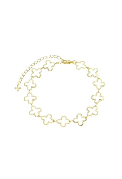 PULSEIRA DE TREVO VAZADO NO OURO PM322-O PULSEIRA DE TREVO VAZADO NO OURO PM322-O