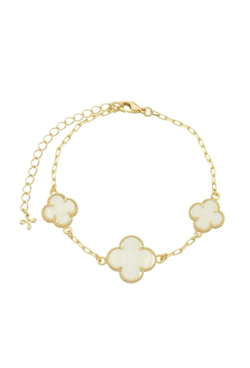 PULSEIRA DE TREVOS PEROLADO NO OURO PM296-O PULSEIRA DE TREVOS PEROLADO NO OURO PM296-O