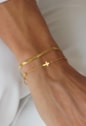 PULSEIRA DUPLA COM CRUZ EM AÇO DOURADO PM565-AD