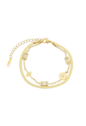 PULSEIRA DUPLA INSPIRAÇÃO AÇO INOX DOURADO PEROLADO PM462-O