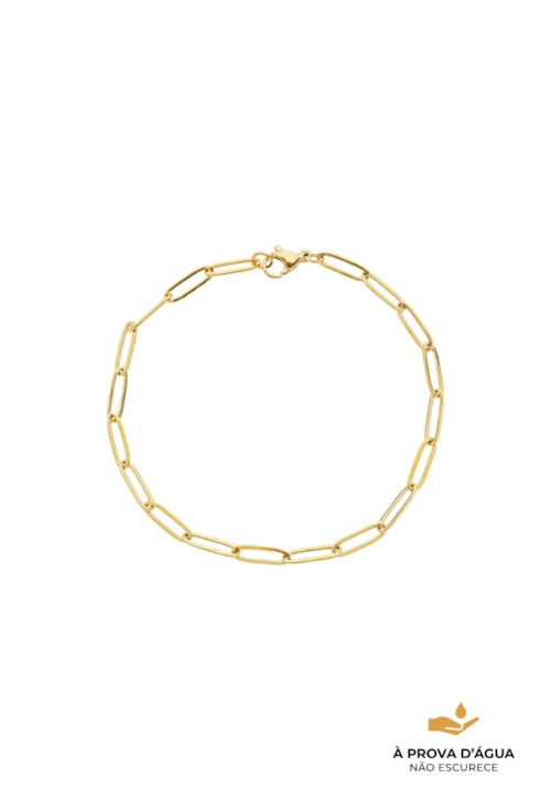 PULSEIRA ELO ALONGADO AÇO INOX DOURADO PM596-AD