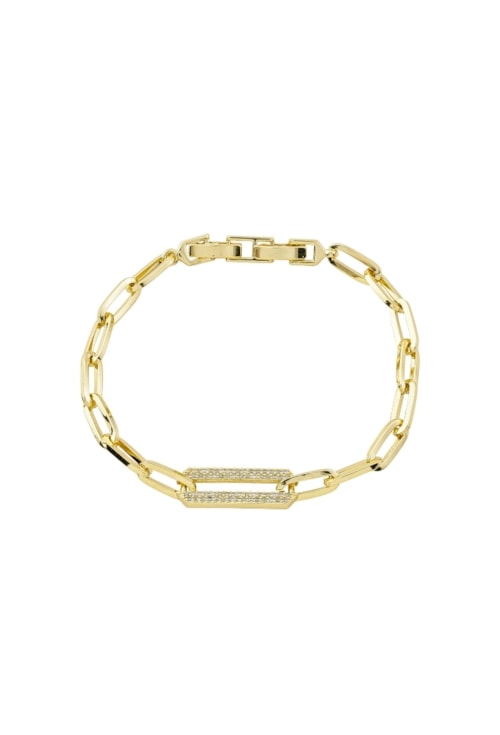PULSEIRA ELO CRAVEJADO BANHADA A OURO PM639-O