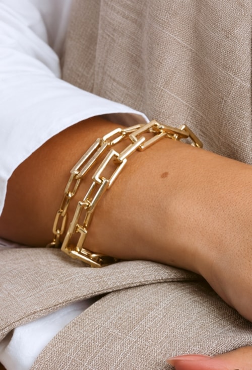 PULSEIRA ELO CRAVEJADO BANHADA A OURO PM639-O PULSEIRA ELO CRAVEJADO BANHADA A OURO PM639-O