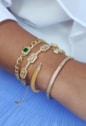 PULSEIRA ELOS COM PINGENTE QUADRADO ESMERALDA CRAVEJADA PM498-O