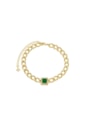 PULSEIRA ELOS COM PINGENTE QUADRADO ESMERALDA CRAVEJADA PM498-O