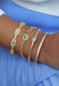 PULSEIRA ELOS COM PINGENTE QUADRADO TURMALINA CRAVEJADA PM498-O