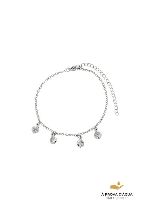 PULSEIRA ELOS COM PINGENTES ZIRCÔNIA 4MM AÇO INOX POLIDO PM603-A
