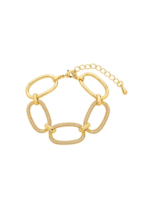 PULSEIRA ELOS OVAL CRAVEJADOS BANHO OURO PM558-O