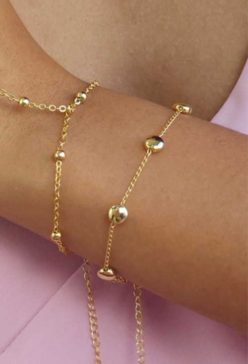 PULSEIRA ESFERAS DELICADA NO OURO PM497-O