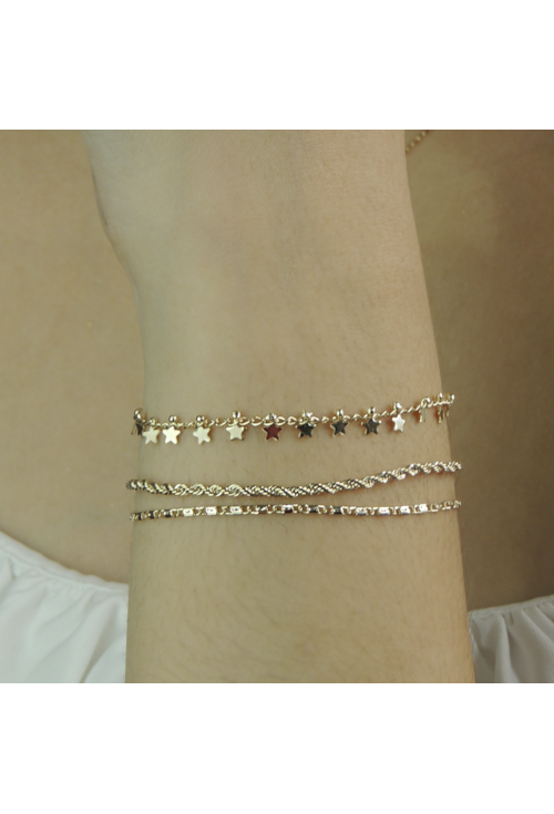 PULSEIRA ESTRELAS E BOLINHAS NO OURO PM040-O