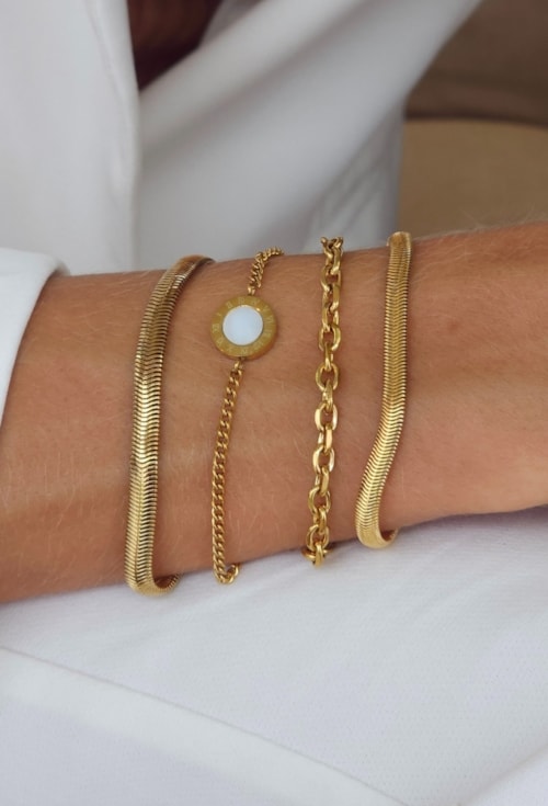 PULSEIRA FIO ALEMÃO 5MM EM AÇO DOURADO PM550-AD