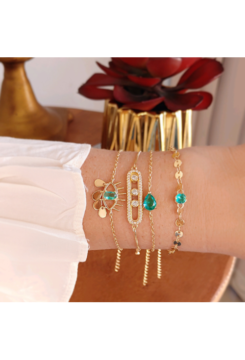 PULSEIRA GOTINHA TURMALINA NO OURO PM054-O
