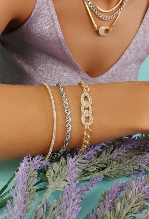 PULSEIRA GRUMET COM ELO CRAVEJADO PM167-O