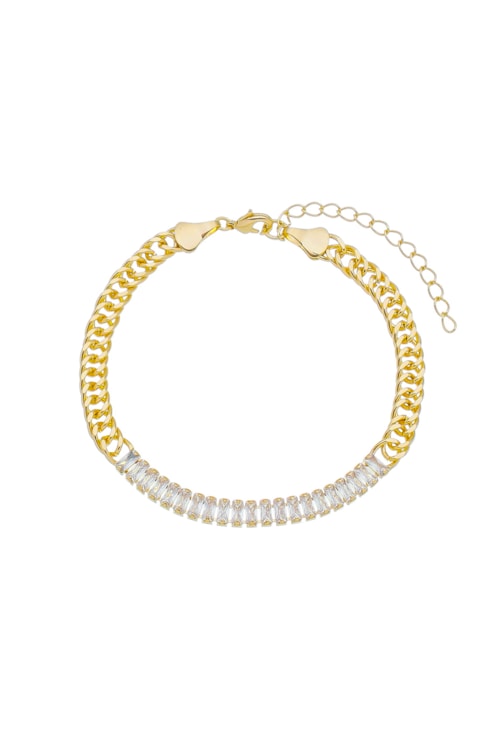 PULSEIRA GRUMET COM ZIRCÔNIA BAGUETE CRISTAL PM161-O PULSEIRA GRUMET COM ZIRCÔNIA BAGUETE CRISTAL PM161-O