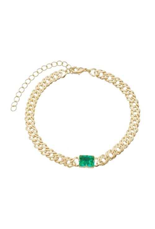 PULSEIRA GRUMET DUPLA COM PEDRA TURMALINA PM173-O PULSEIRA GRUMET DUPLA COM PEDRA TURMALINA PM173-O