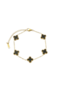 PULSEIRA INSIRAÇÃO AÇO INOX DOURADO TREVOS ÔNIX PM461-O