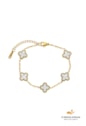 PULSEIRA INSIRAÇÃO AÇO INOX DOURADO TREVOS PEROLADO PM461-AD