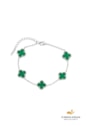 PULSEIRA INSIRAÇÃO AÇO INOX TREVOS MALAQUITA PM461-A