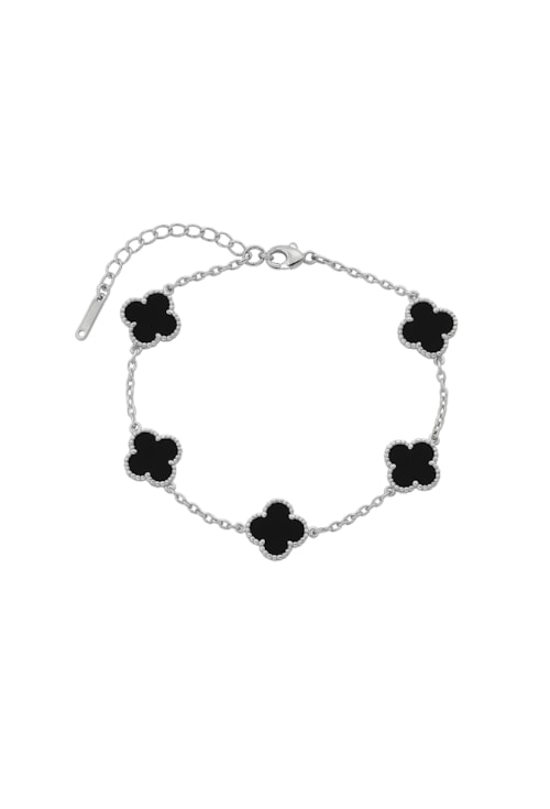 PULSEIRA INSIRAÇÃO AÇO INOX TREVOS ÔNIX PM461-A