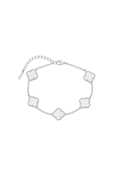 PULSEIRA INSIRAÇÃO AÇO INOX TREVOS PEROLADO PM461-R