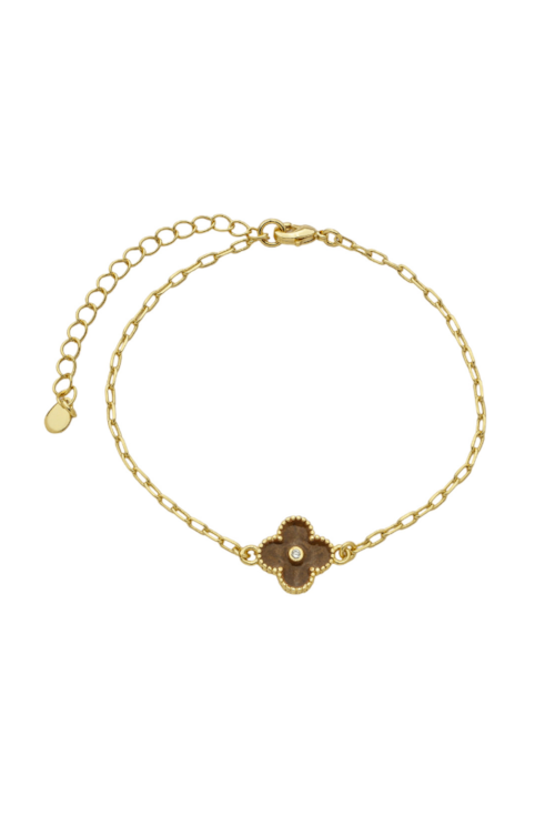 PULSEIRA INSPIRAÇÃO COM TREVO ESMALTADO MARROM PM464-O