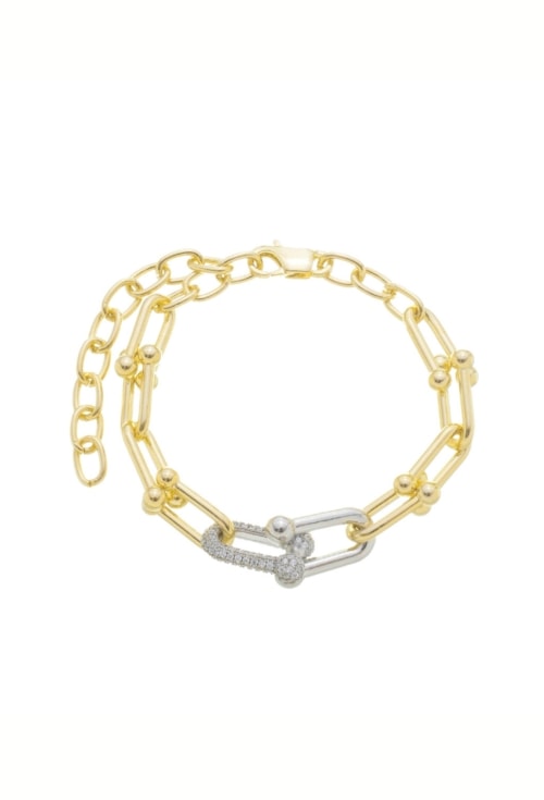PULSEIRA INSPIRAÇÃO DE ELOS COM PINGENTE NO RÓDIO CRAVEJADO PM343-O/R