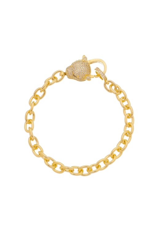 PULSEIRA INSPIRAÇÃO PANTERA CRAVEJADA DE ELOS PM157-O PULSEIRA INSPIRAÇÃO PANTERA CRAVEJADA DE ELOS PM157-O