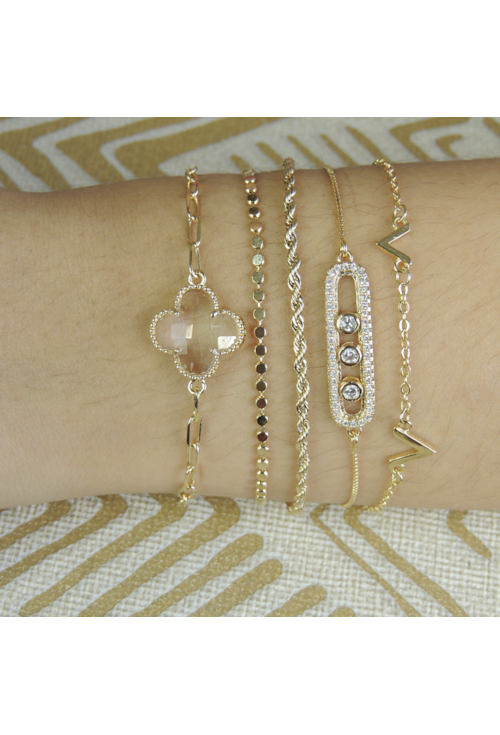 PULSEIRA INSPIRED COM PINGENTES "V" NO OURO PM035-O