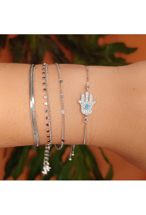 PULSEIRA MÃO DE FÁTIMA CRAVEJADO NO RÓDIO PM026-R