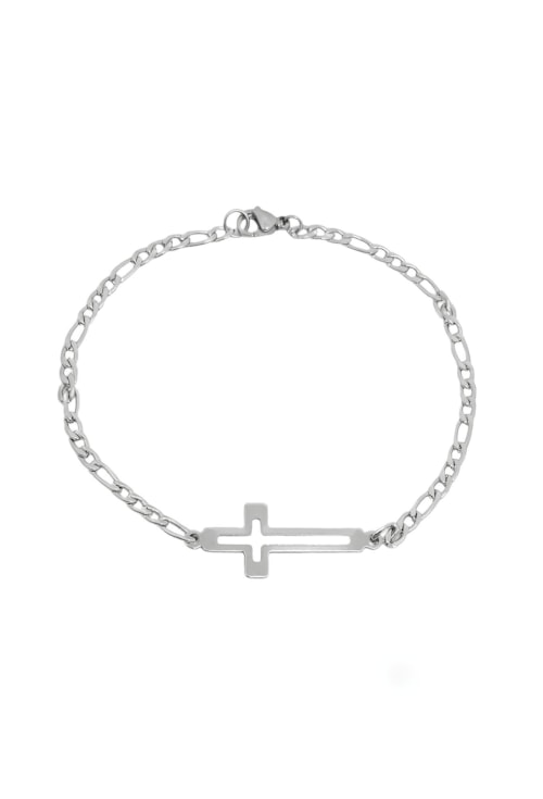 PULSEIRA MASCULINA FÍGARO COM PINGENTE DE CRUZ PM358-A