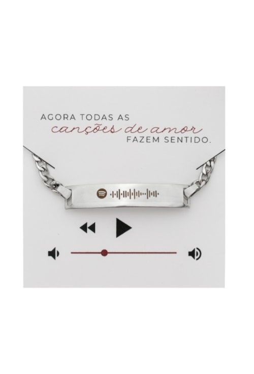 PULSEIRA MASCULINA PERSONALIZADA MÚSICA SPOTIFY EM INOX PP099-A