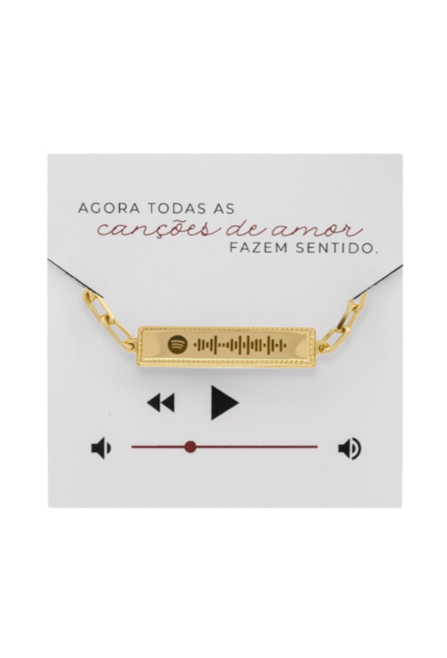 PULSEIRA MASCULINA PERSONALIZADA MÚSICA SPOTIFY NO OURO PP097-O