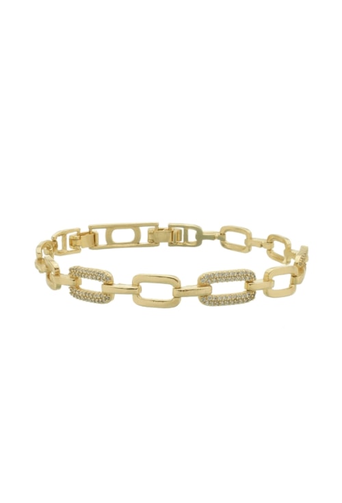 PULSEIRA MODERNA DE ELOS CRAVEJADOS NO OURO PM283-O PULSEIRA MODERNA DE ELOS CRAVEJADOS NO OURO PM283-O