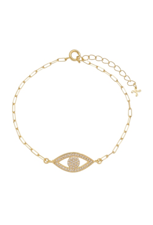 PULSEIRA OLHO GREGO COM ZIRCÔNIA NO OURO PM044-O