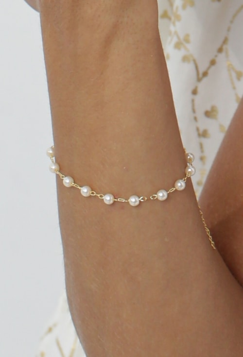 PULSEIRA PÉROLA DELICADA OURO PM605-O