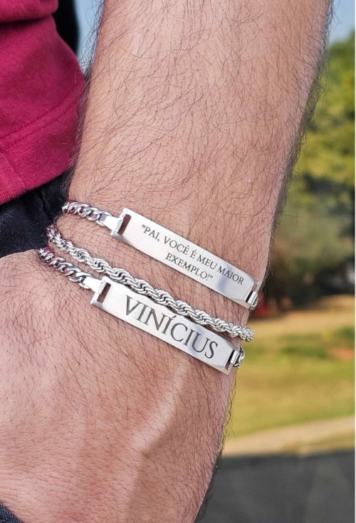 PULSEIRA PERSONALIZADA COM FRASE EM AÇO INOX PP085-A