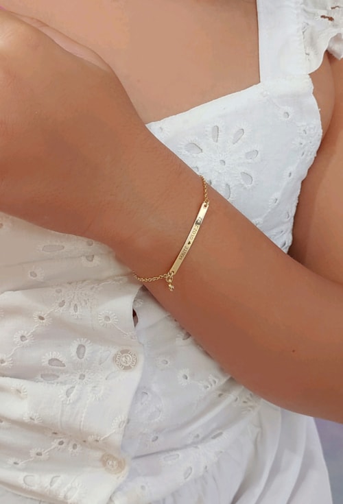 PULSEIRA PERSONALIZADA NOME E DATA COM ZIRCÔNIA PP026-O PULSEIRA PERSONALIZADA NOME E DATA COM ZIRCÔNIA PP026-O