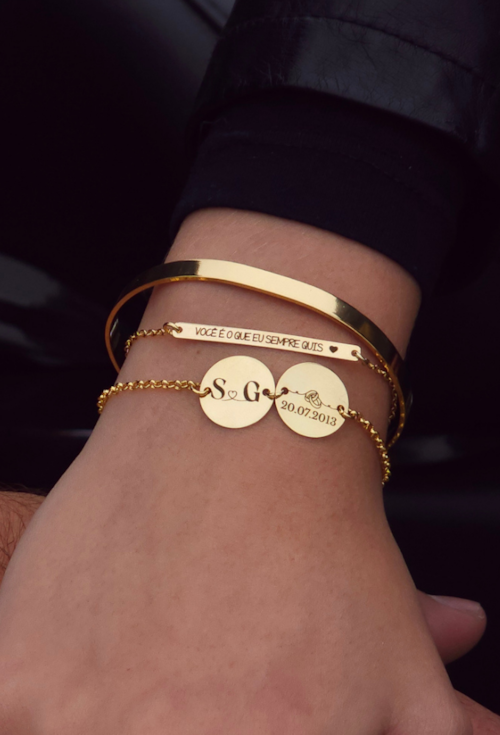 PULSEIRA PERSONALIZÁVEL ELO PORTUGUÊS COM PINGENTES REDONDOS OURO PP114-O