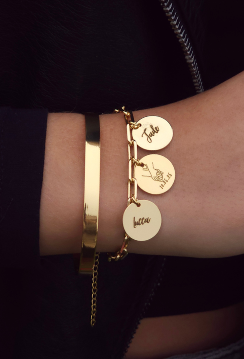 PULSEIRA PERSONALIZÁVEL INSPIRAÇÃO COM PINGENTES REDONDOS OURO PP111-O