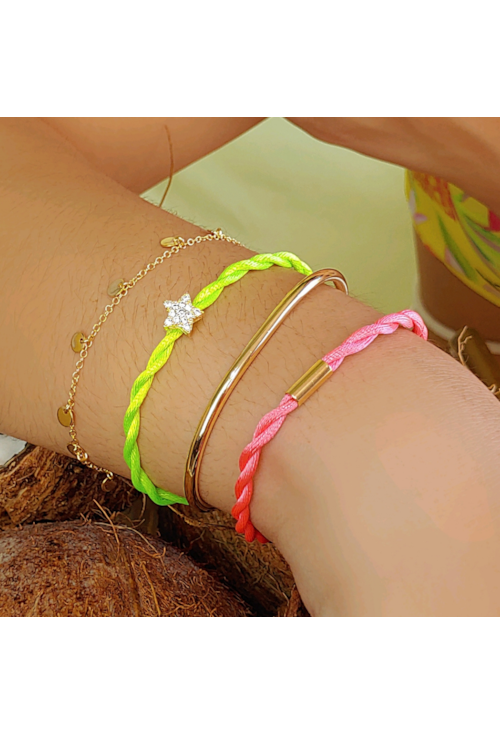 PULSEIRA PINK DE CETIM COM TUBO NO OURO PM118-O PULSEIRA PINK DE CETIM COM TUBO NO OURO PM118-O