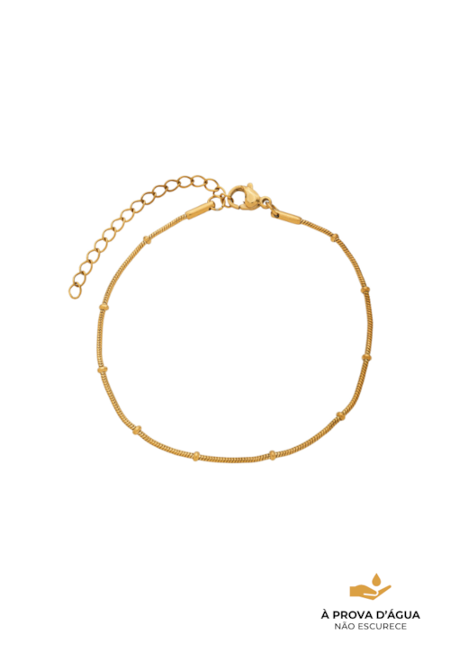 PULSEIRA RABO DE RATO COM BOLINHAS EM AÇO INOX DOURADO PM556-AD